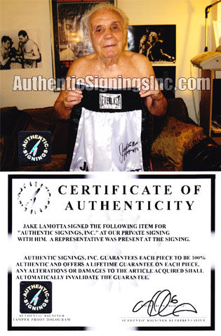 Jake LaMotta Raging Bull Autographed Boxing Trunks