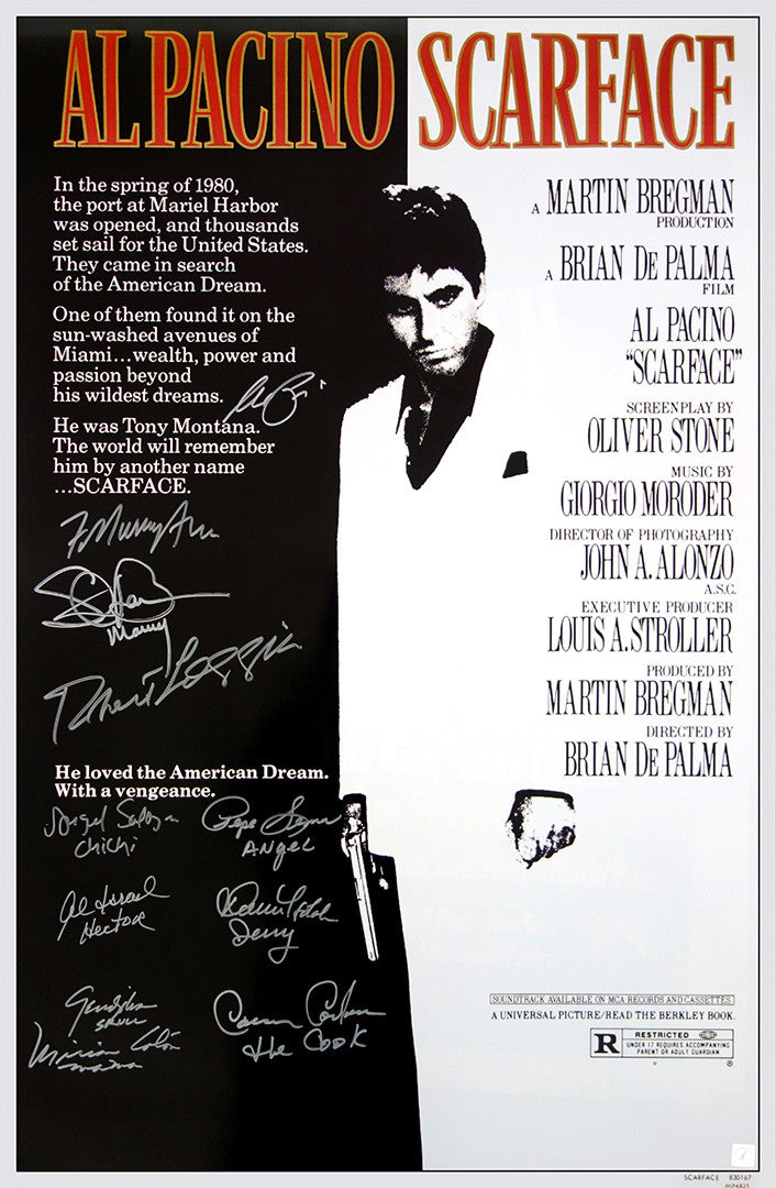 Al Pacino & Scarface cast autographed SCARFACE 25x39 movie poster