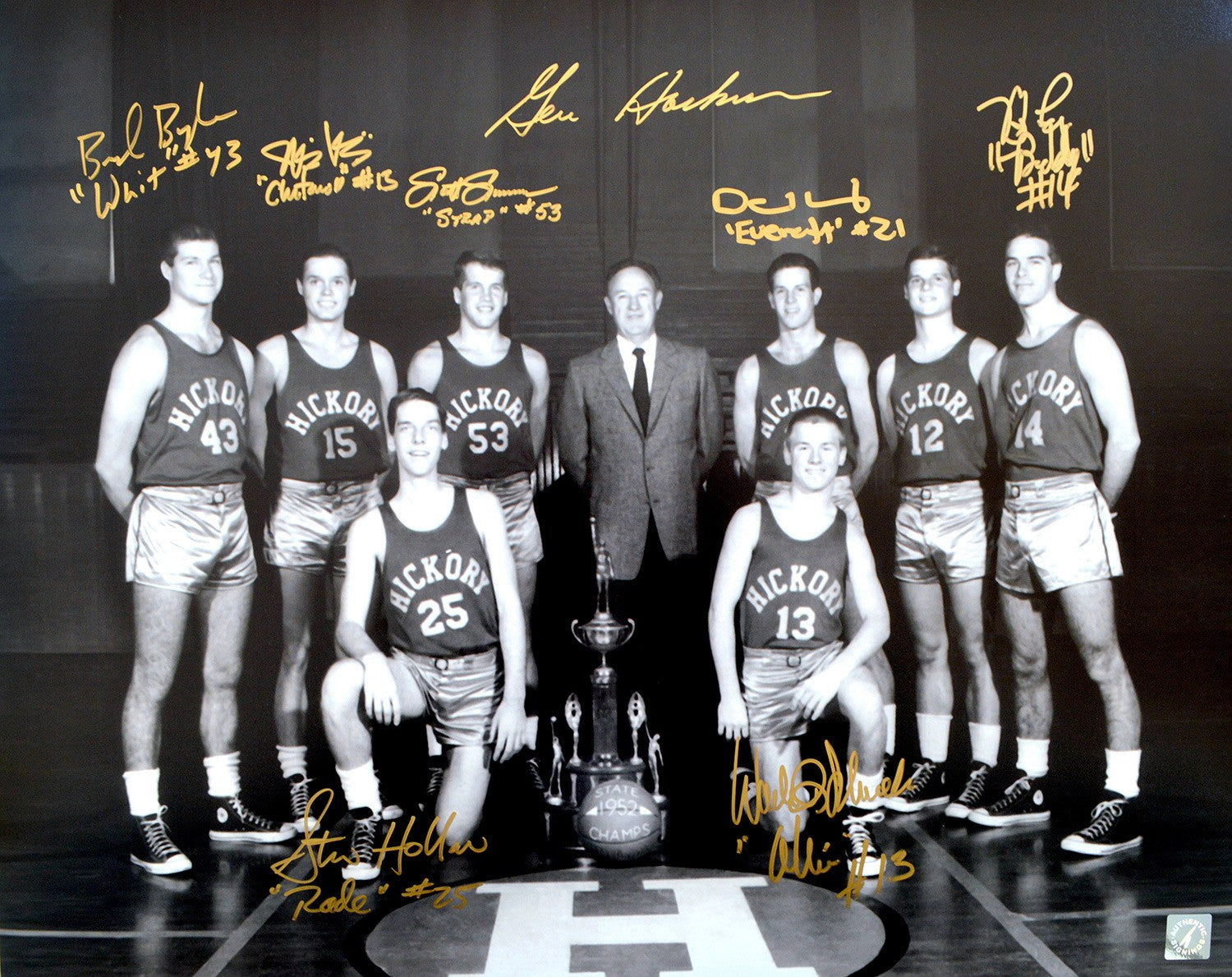 Gene Hackman & Hoosiers Cast Autographed Hickory Huskers 16x20 Photo ...