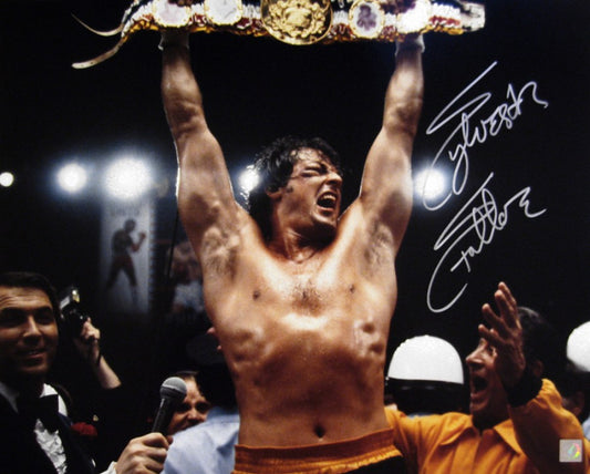 Sylvester Stallone Autographed ROCKY 16x20 Photo "YO ADRIAN I DID IT"