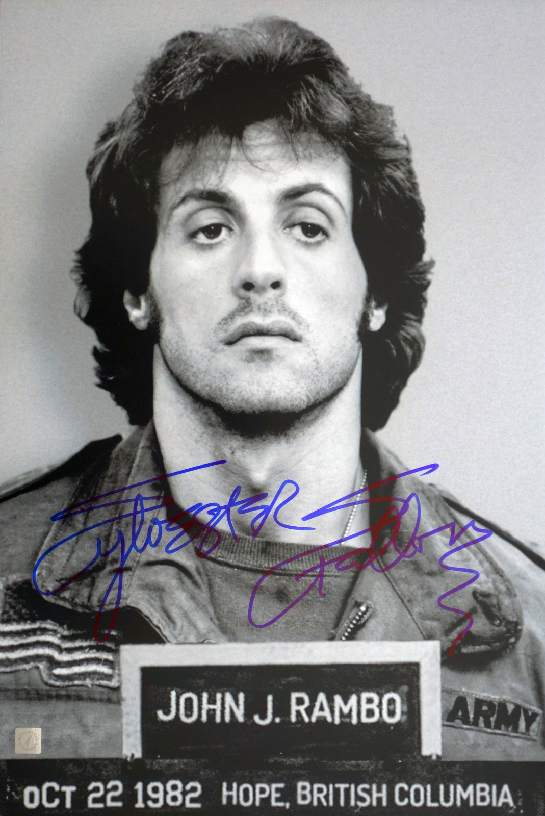 Sylvester Stallone Autographed FIRST BLOOD RAMBO "MUGSHOT" 16x24 Photo