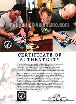 Charlie Sheen, Tom Berenger & Corbin Bernsen Autographed Major League 8x10 Photo