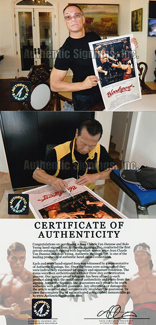 Jean Claude Van Damme & Bolo Yeung "Chong Li" Autographed Bloodsport 16x24 Movie Poster