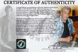 Sylvester Stallone Autographed LAST BOOD RAMBO Knife